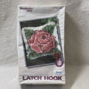 Wonder‎ Art Latch Hook Rose Size 12" x 12" By Caron Int'l Made in USA Vintage